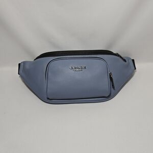 Coach New York Leather Racer SM BB LTH QB/PALE LAPIS Belt Bag/Fanny Pack